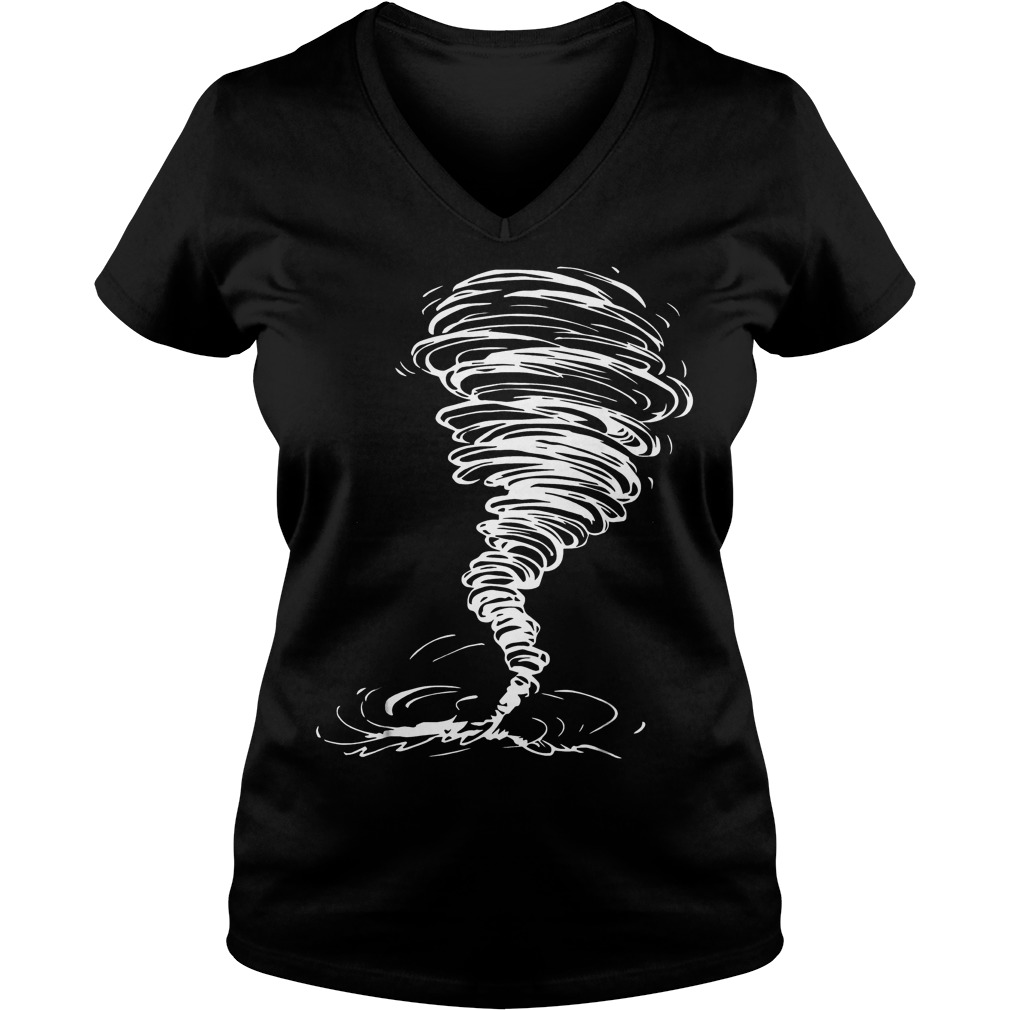 Tornado costume storm twister scary weather hurricane shirt Ladies V-Neck