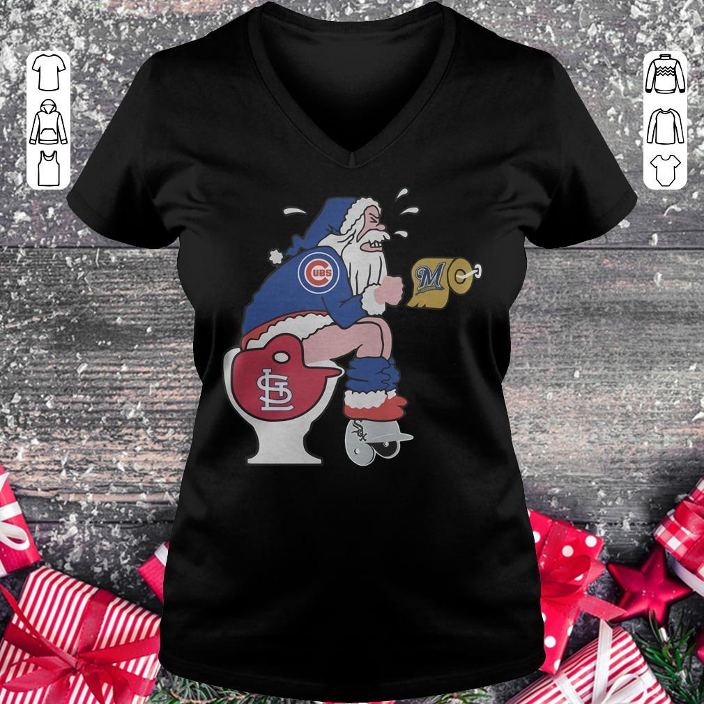Awesome Chicago Cubs Santa St. Louis Cardinals Toilet shirt Ladies V-Neck