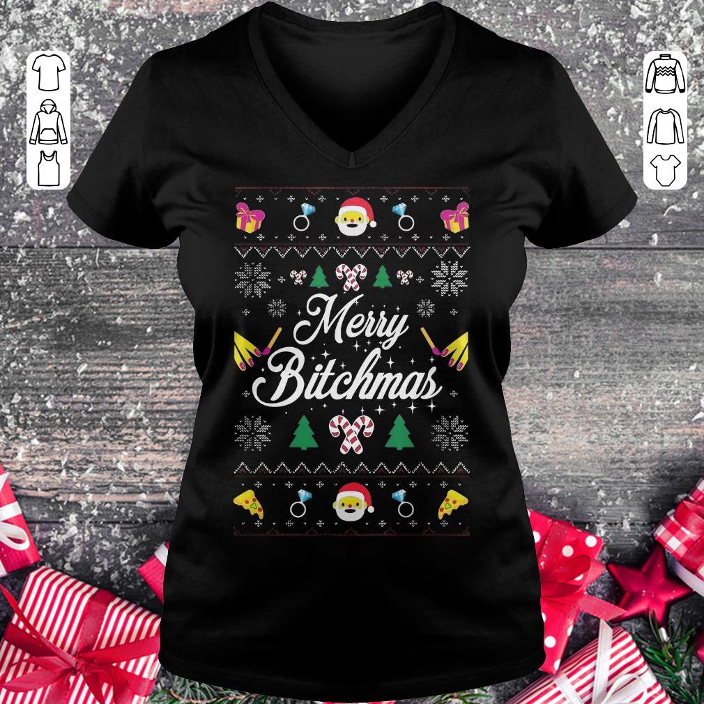Awesome Merry Bitchmas Sweater shirt Ladies V-Neck