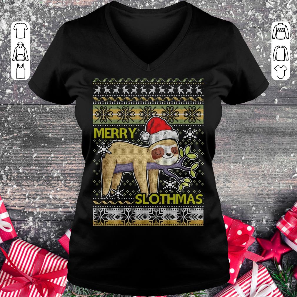 Awesome Merry Slothmas sweater shirt sweater Ladies V-Neck