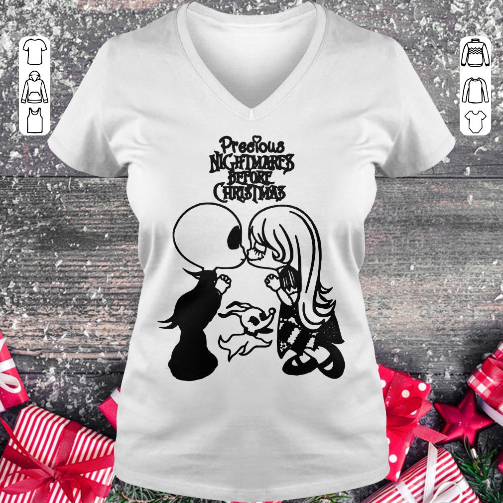 Awesome Precious nightmares before Christmas Jack Skellington and Sally shirt Ladies V-Neck