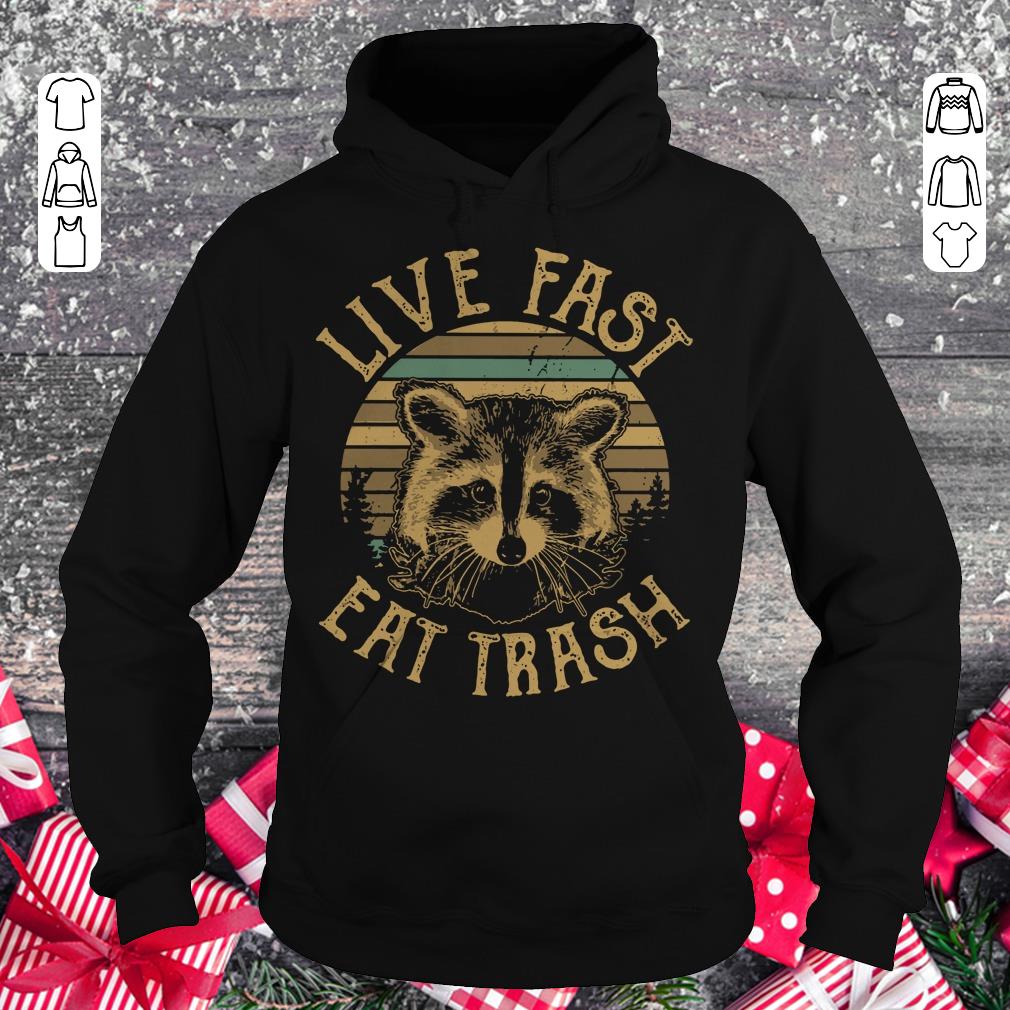 Awesome Raccoon Sunset Camping Live fast eat trash shirt Hoodie