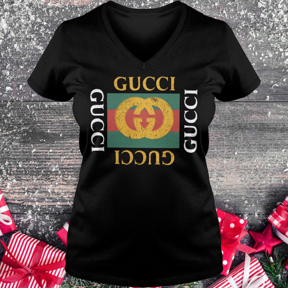 Best price Gucci logo printed shirt Ladies V-Neck