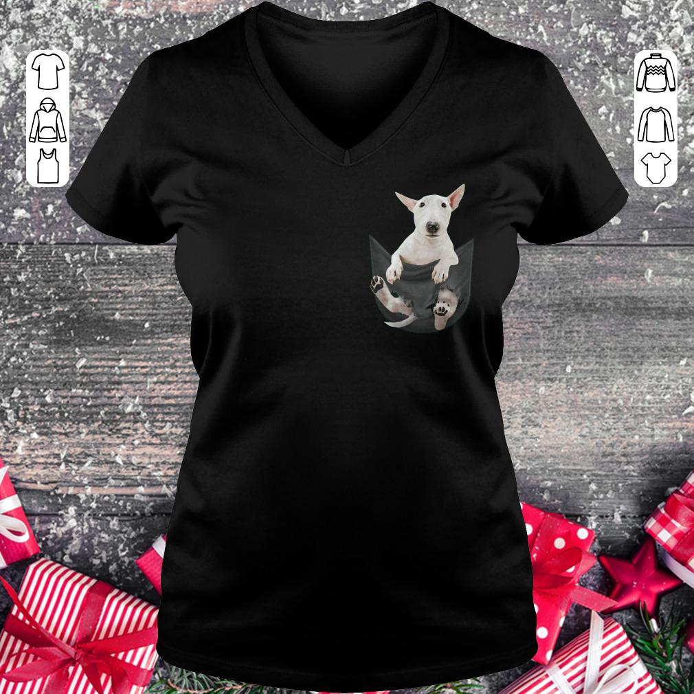 Bull Terrier inside black Tiny Pocket shirt Ladies V-Neck