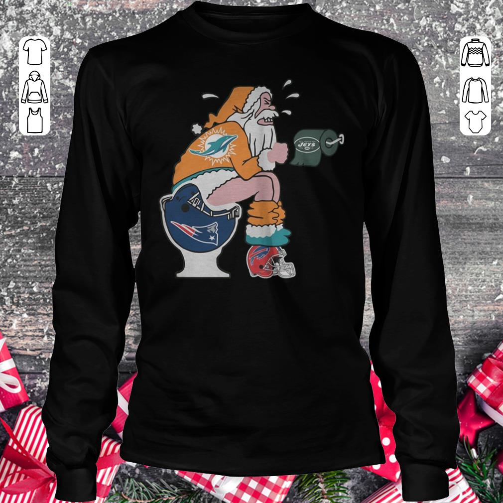Funny Miami Dolphins Santa New England Patriots Toilet shirt Longsleeve Tee Unisex