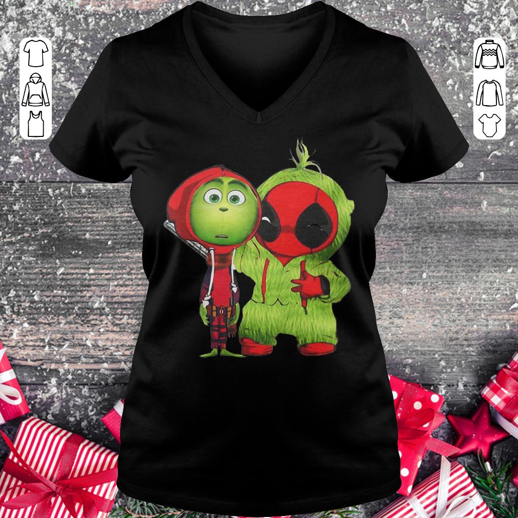 Grinch Baby Deadpool shirt Ladies V-Neck