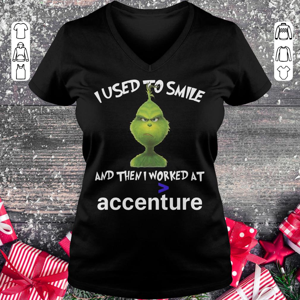 Grinch I used to smile and then i worked at accenture shirt Ladies V-Neck