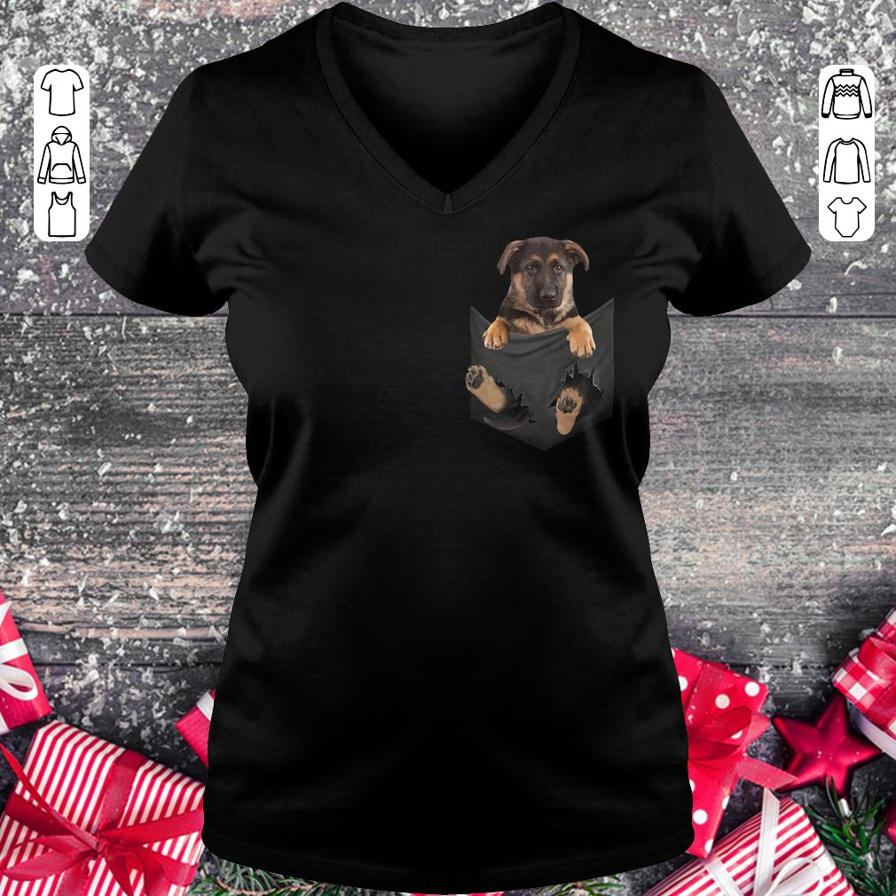 Hot German Shepherd Baby Dog in Tiny Pocket shirt, sweater Ladies V-Neck