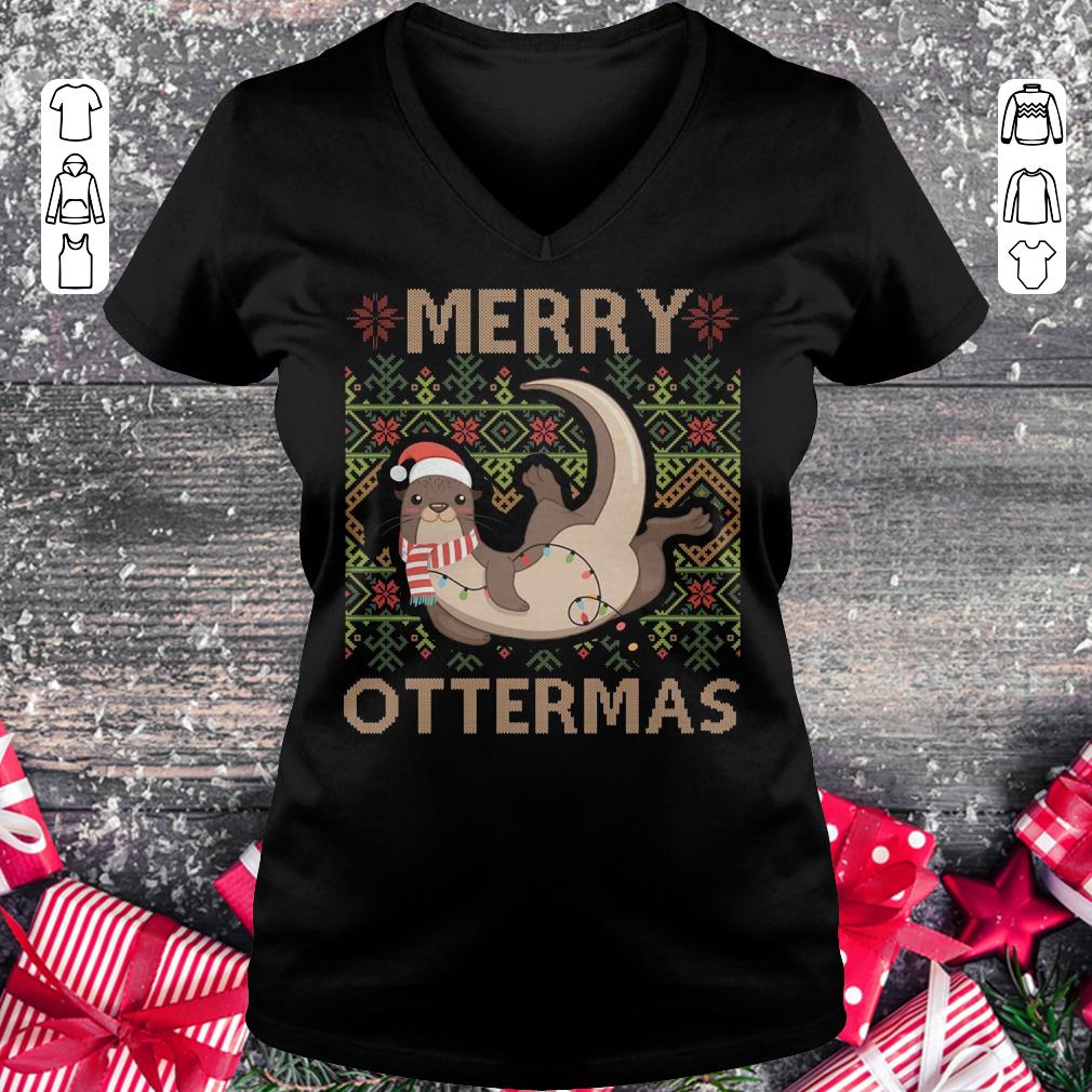 Hot Merry Ottermas shirt Ladies V-Neck