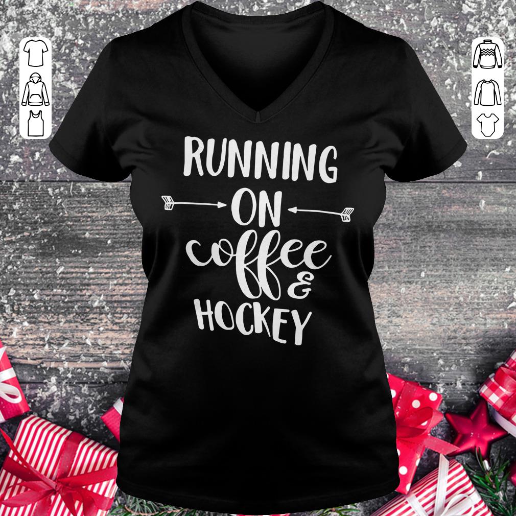 Hot Running on coffee and hockey shirt Ladies V-Neck