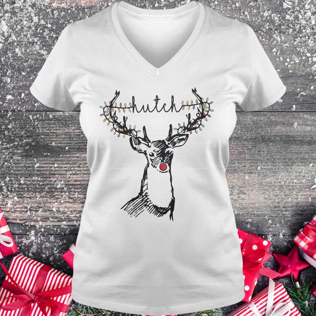 Nice Christmas Lights Reindeer Hutch shirt Ladies V-Neck