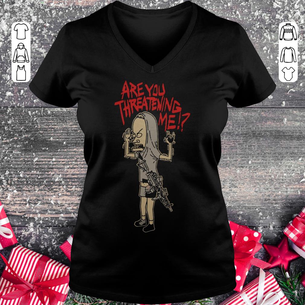 Official Cornholio Beavis and ButtHead Are you threatening me shirt Ladies V-Neck