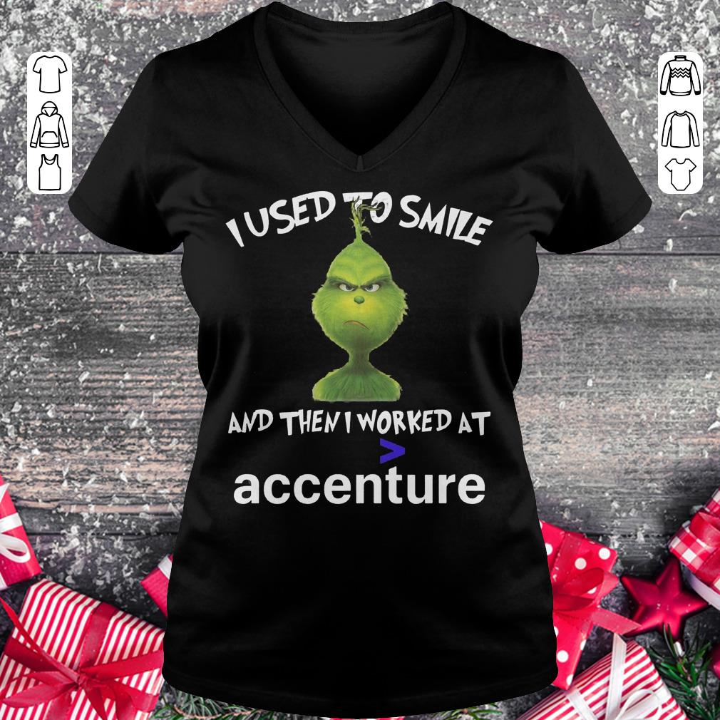 Official Grinch I used to smile and then i worked at accenture shirt, sweater Ladies V-Neck