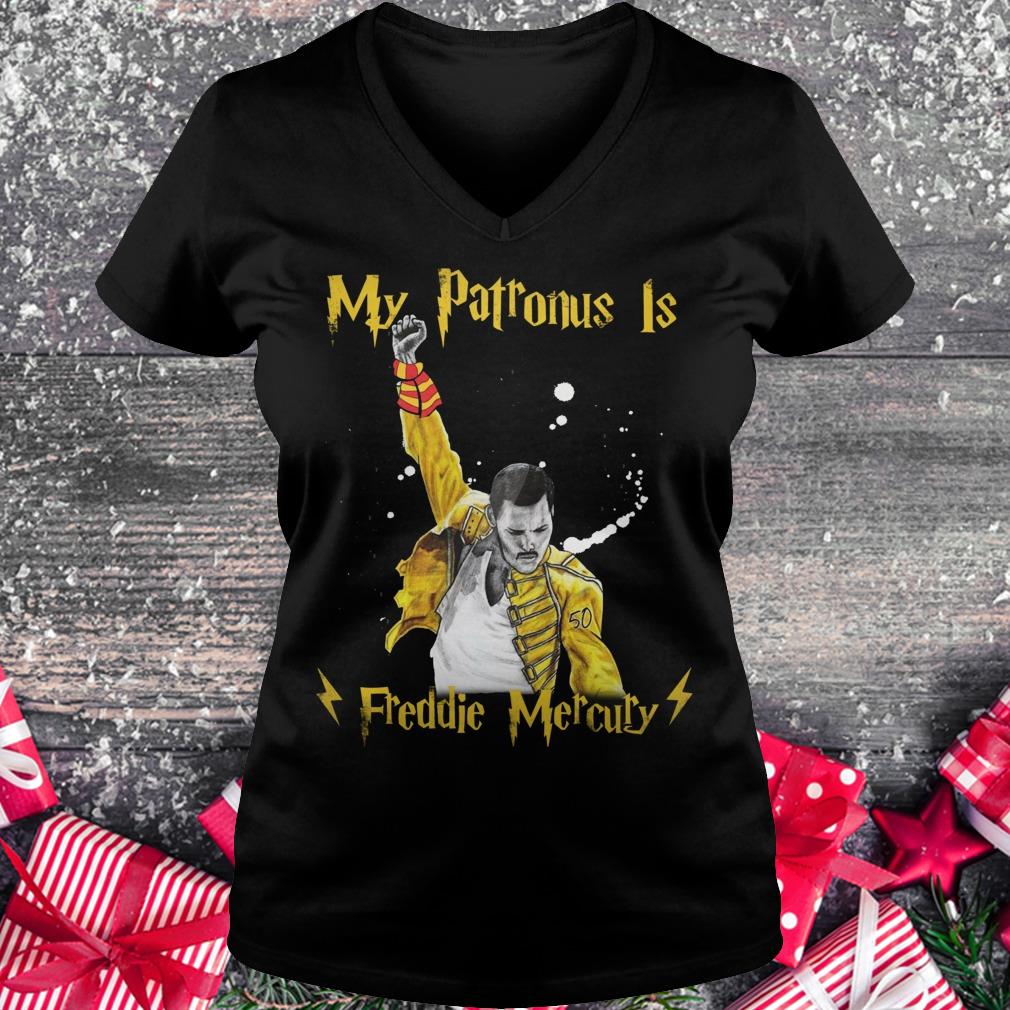 Official My patronus is Freddie Mercury shirt Ladies V-Neck