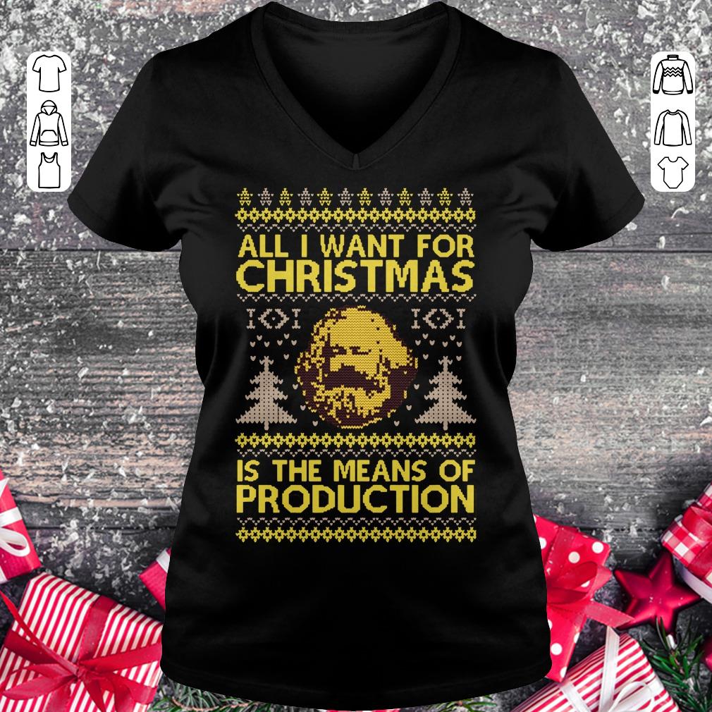 Original Karl Marx All i want for christmas is the means of production sweater shirt Ladies V-Neck