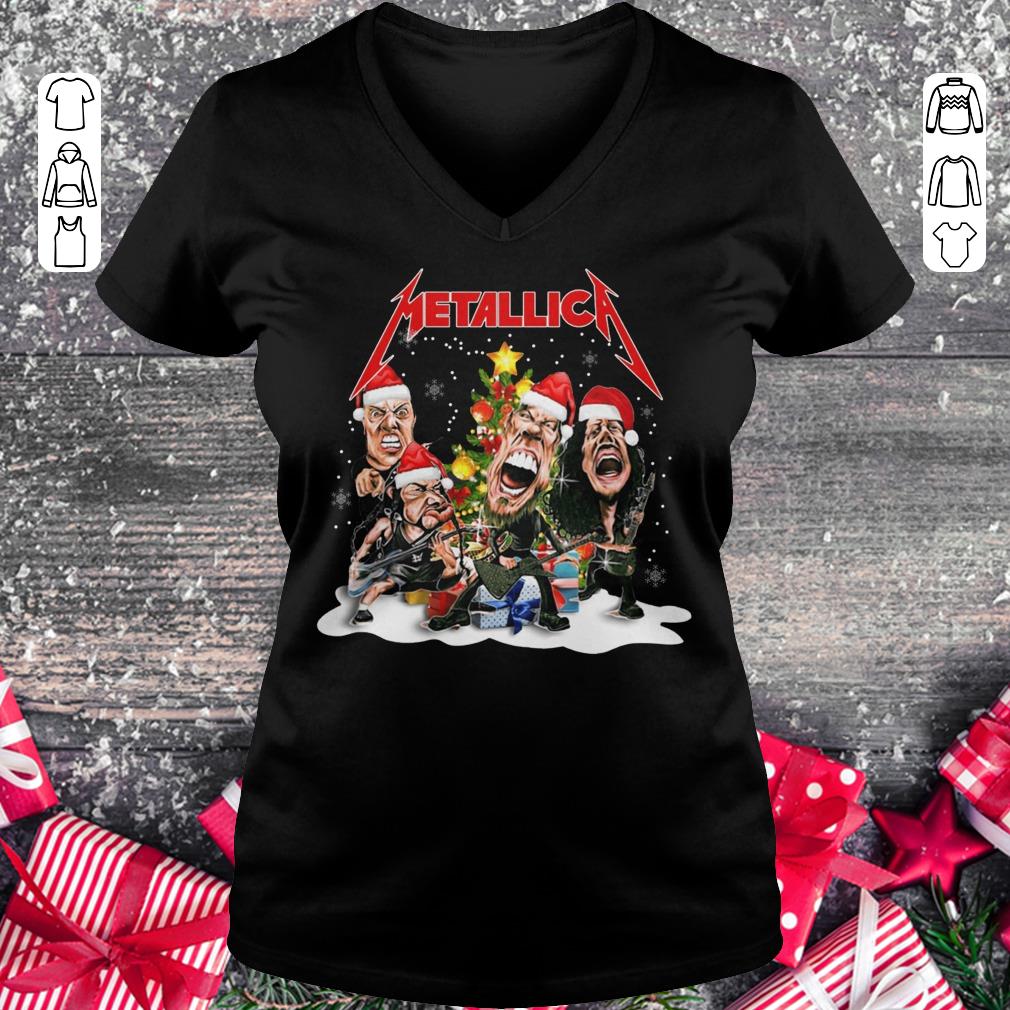 Original Metallica Christmas tree shirt Ladies V-Neck