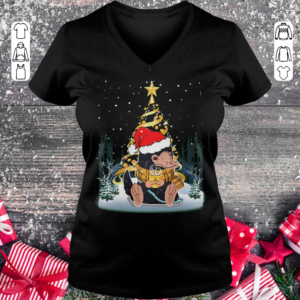 Original Niffler Santa Hat Christmas tree Under Snow shirt Ladies V-Neck
