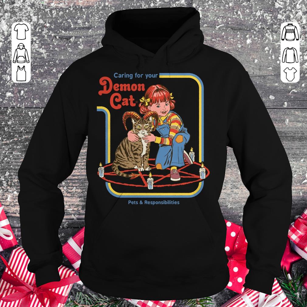 Premium Pets & Responsibilities Caring for your Demon Cat shirt, sweater Hoodie