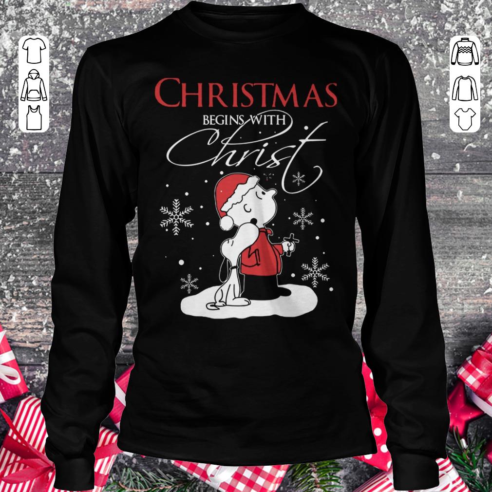 Premium Snoopy and Charlie Brown christmas begins with christ shirt Longsleeve Tee Unisex