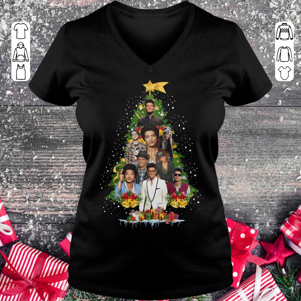 Pretty Bruno Mars Christmas tree shirt Ladies V-Neck