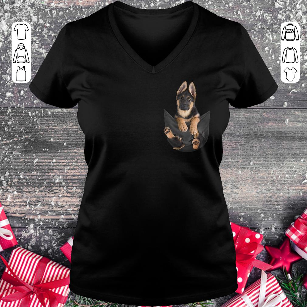 Pretty German Shepherd dog in Pocket shirt, sweater Ladies V-Neck