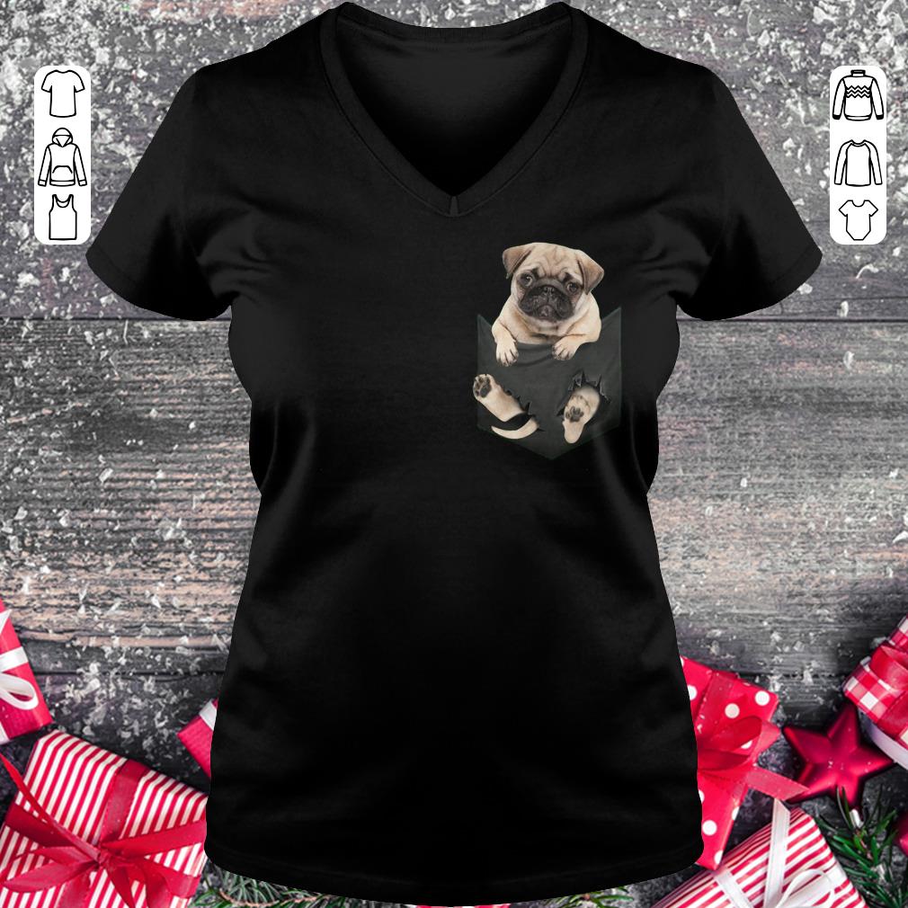 Pretty Pug dog In Pocket shirt, sweater Ladies V-Neck