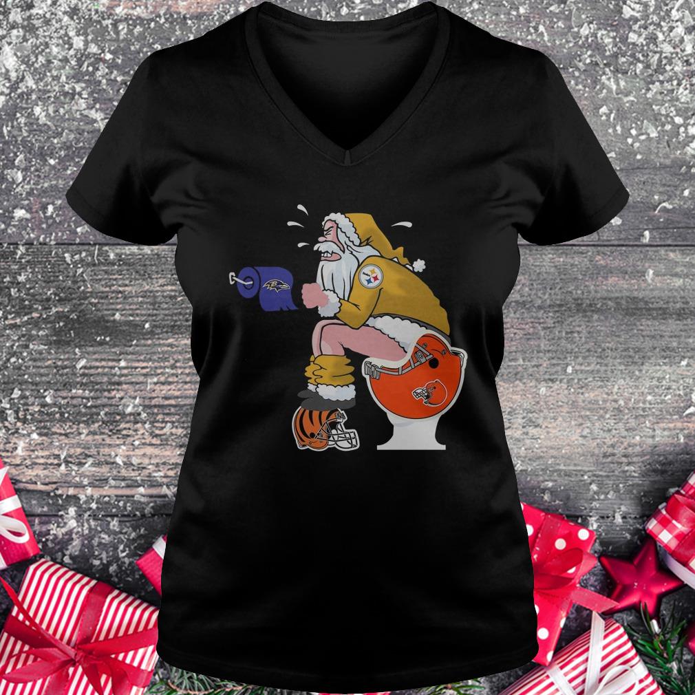 Ravens Toilet paper, Steelers Santa Claus shirt Ladies V-Neck