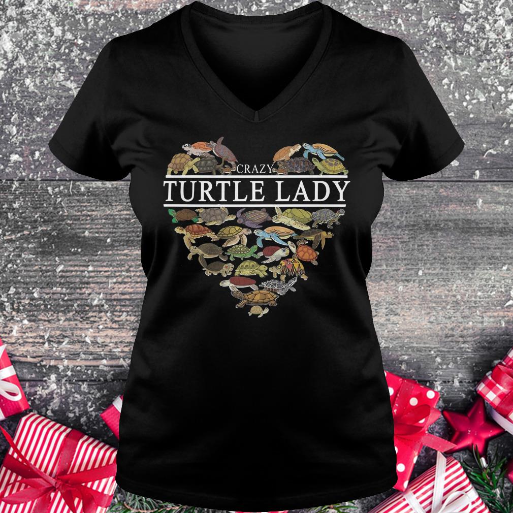 The best Crazy Turtle lady Turtle Aholic shirt Ladies V-Neck