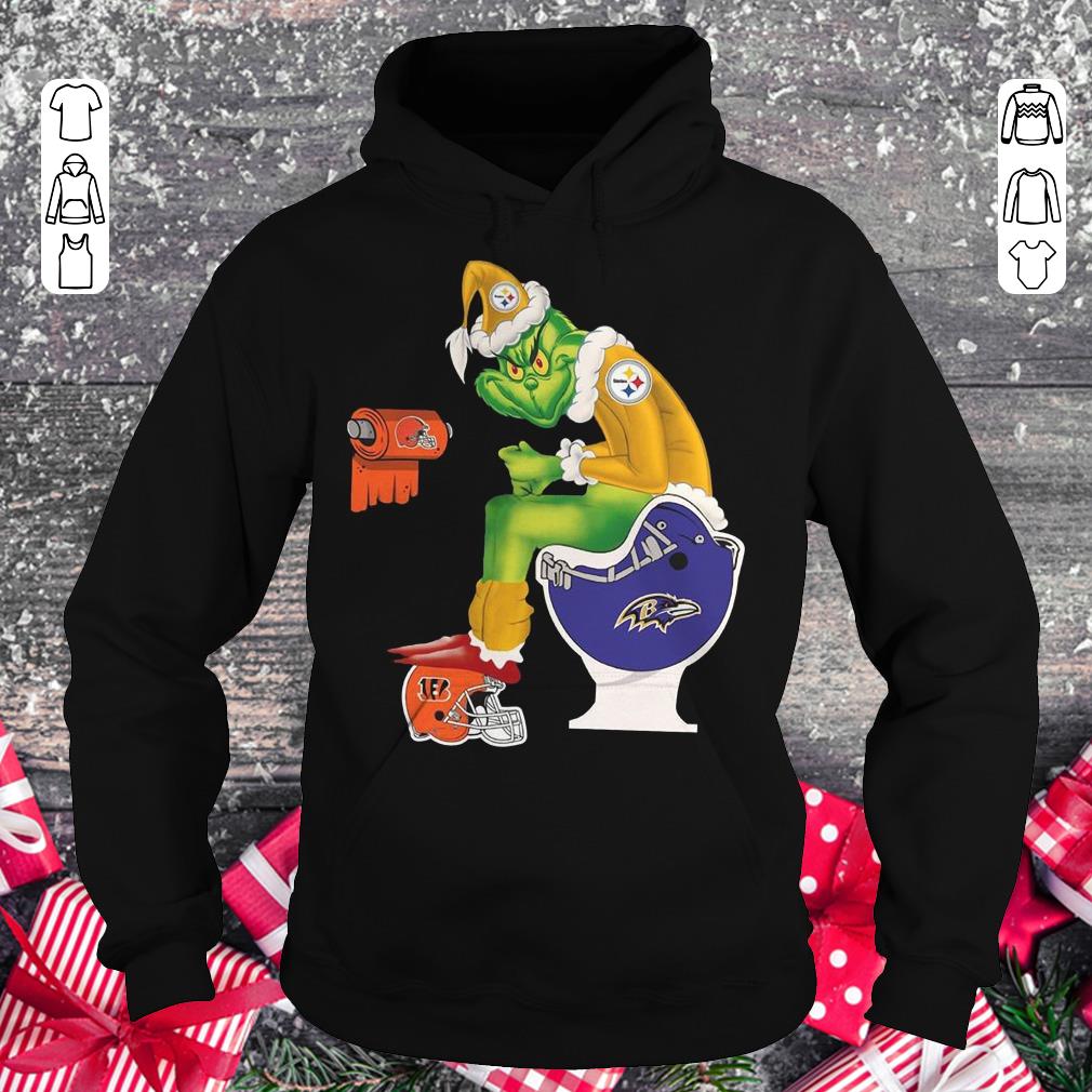 Top Grinch Santa Pittsburgh Steelers Baltimore Ravens Toilet shirt, sweater Hoodie