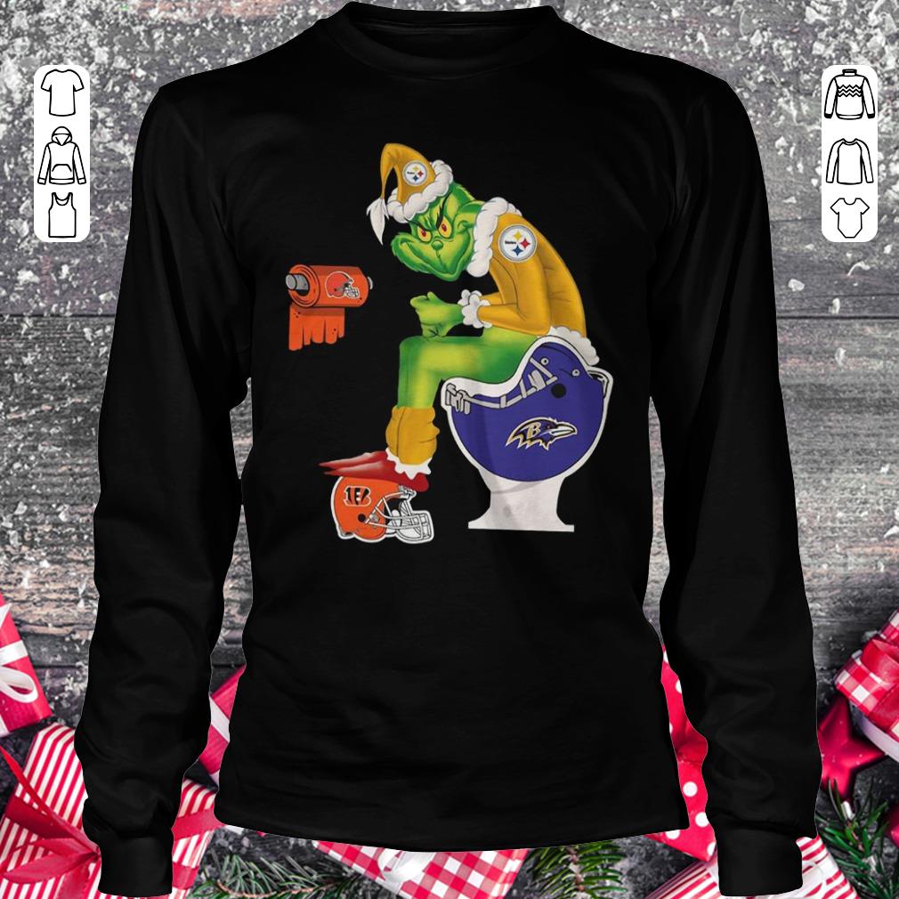 Top Grinch Santa Pittsburgh Steelers Baltimore Ravens Toilet shirt, sweater Longsleeve Tee Unisex