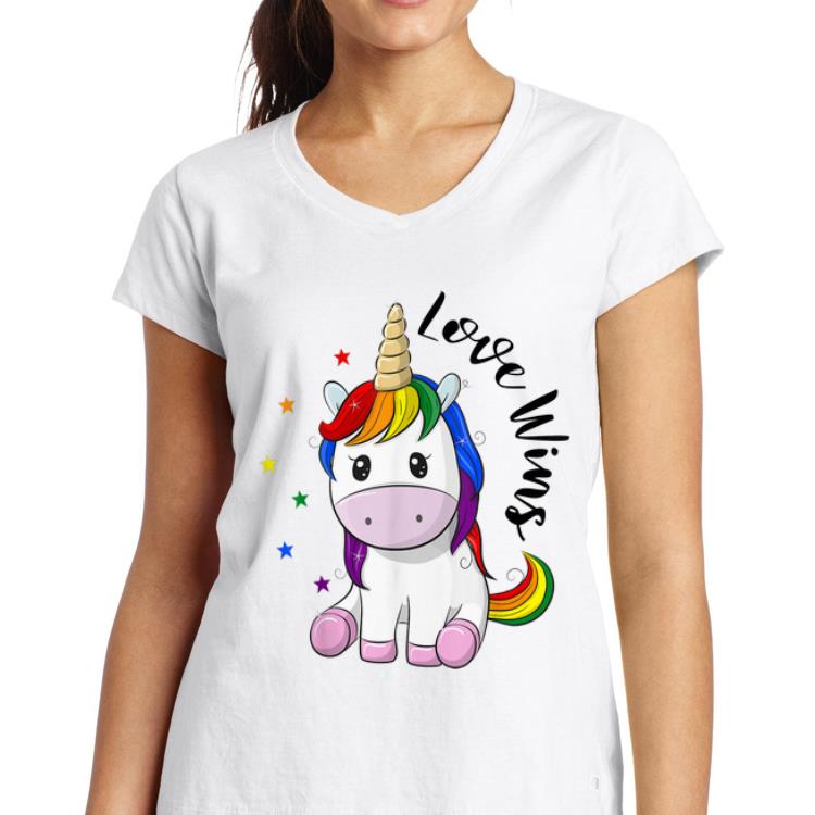 Pretty Love Wins LGBT Gay Lesbian Pride Month Rainbow Unicorn shirt ...