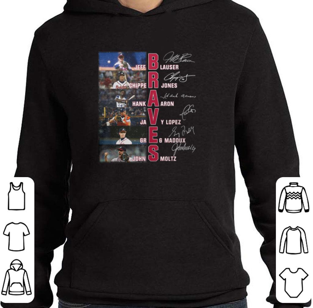 Nice Atlanta Braves Jeff Blauser Chipper Jones Hank Aaron Javy Lopez shirt