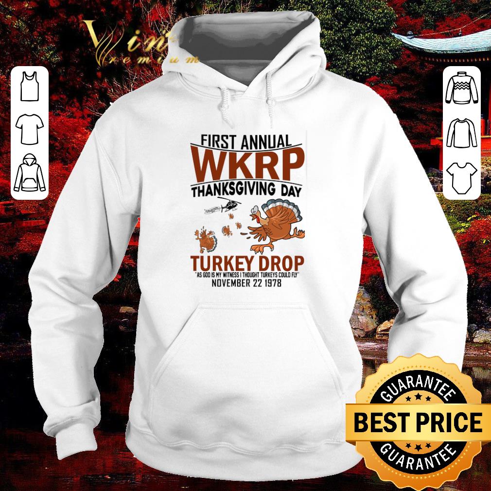 Funny Chickens first annual wkrp thanksgiving day Turkey drop as god shirt