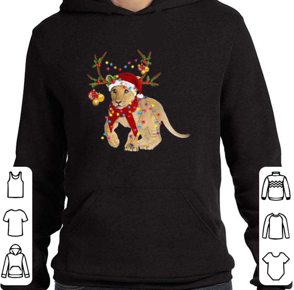 Funny Santa Lion Reindeer Christmas Light shirt