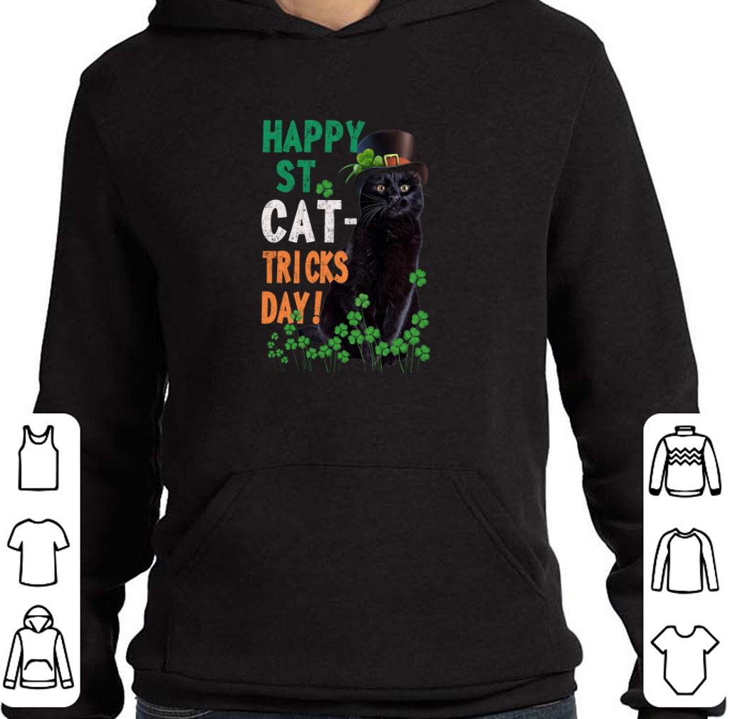 Hot Happy St Cat-Tricks day St. Patrick day black cat shirt