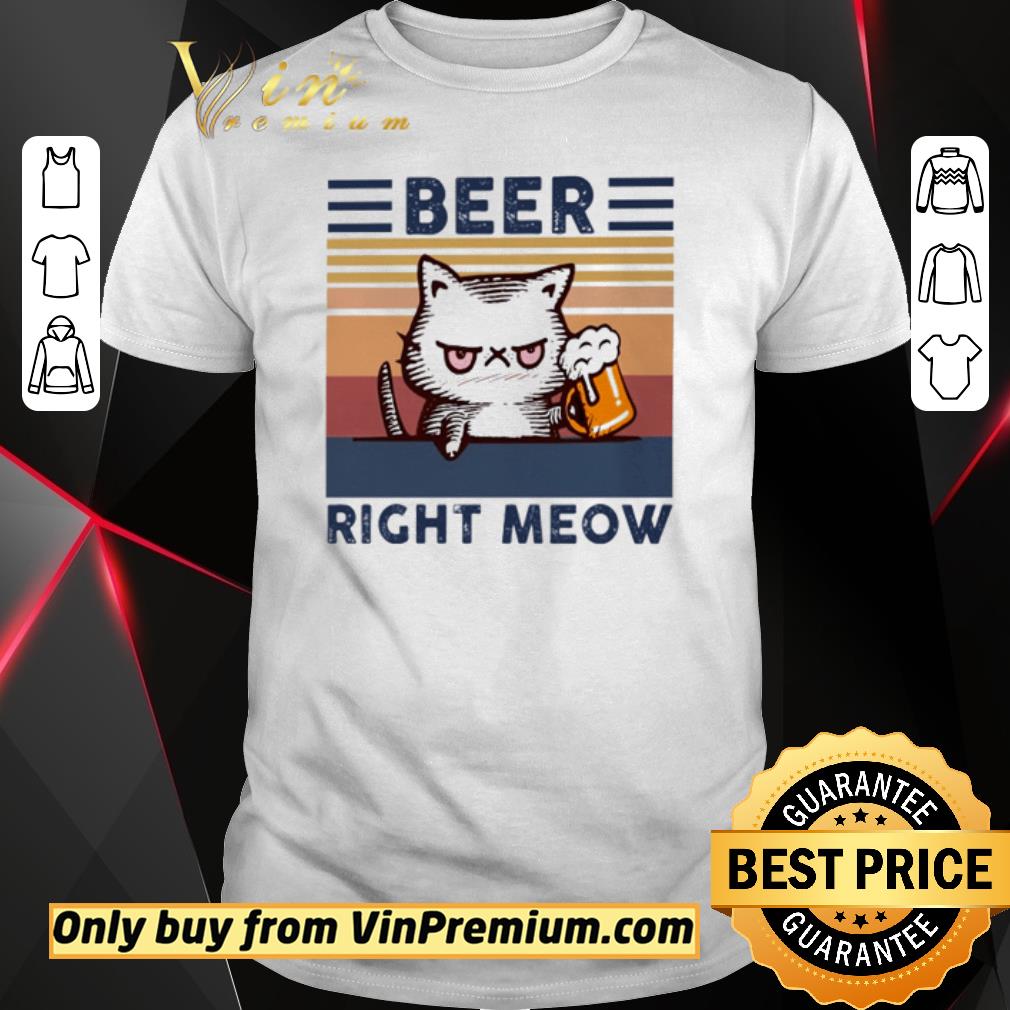 Funny Vintage cat beer right meow shirt Kutee Boutique