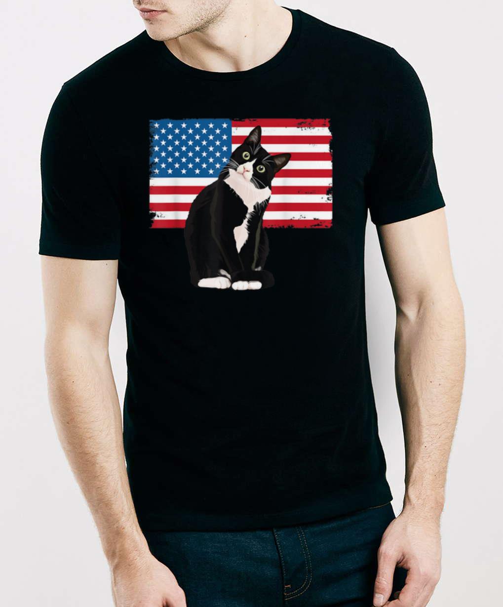 Pretty Tuxedo Cat 4th Of July Patriotic Adults Shirt - Kutee Boutique