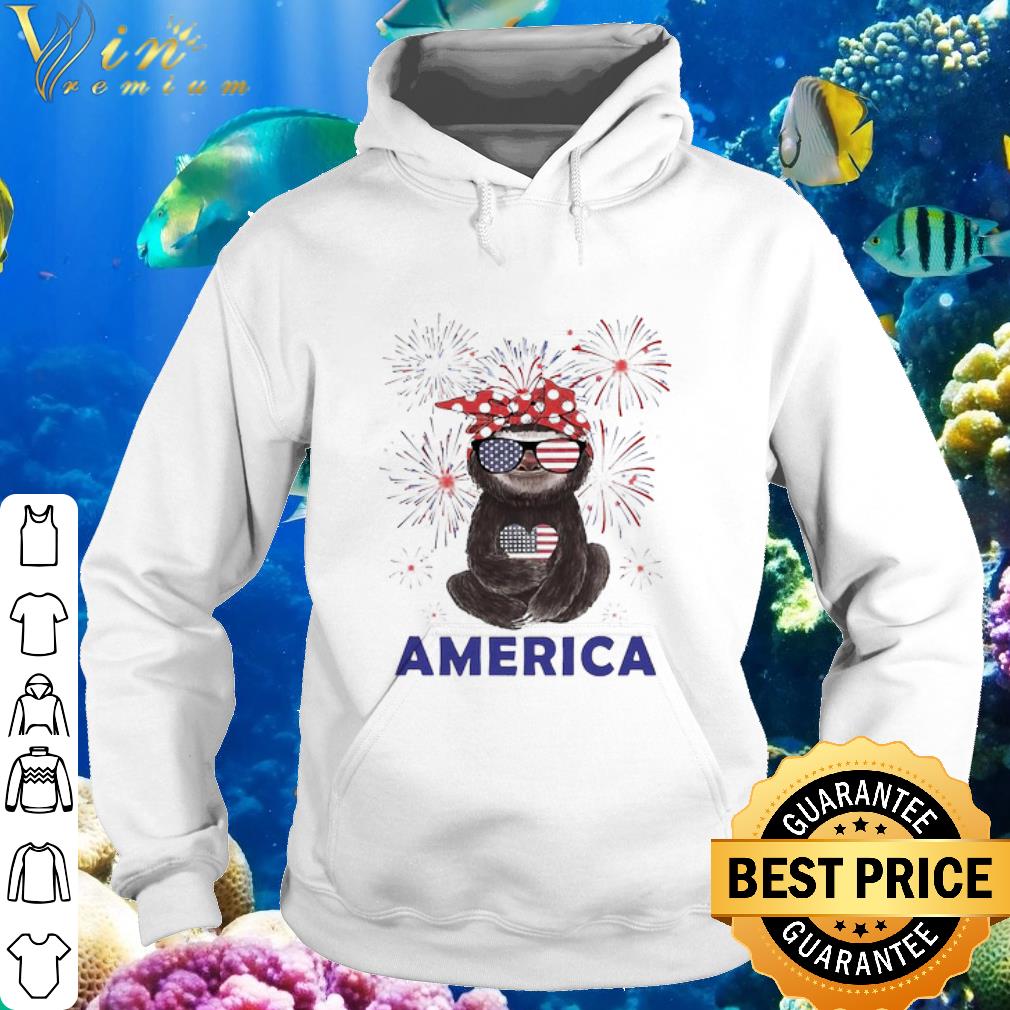Original Firework Sloth American flag Independence Day shirt