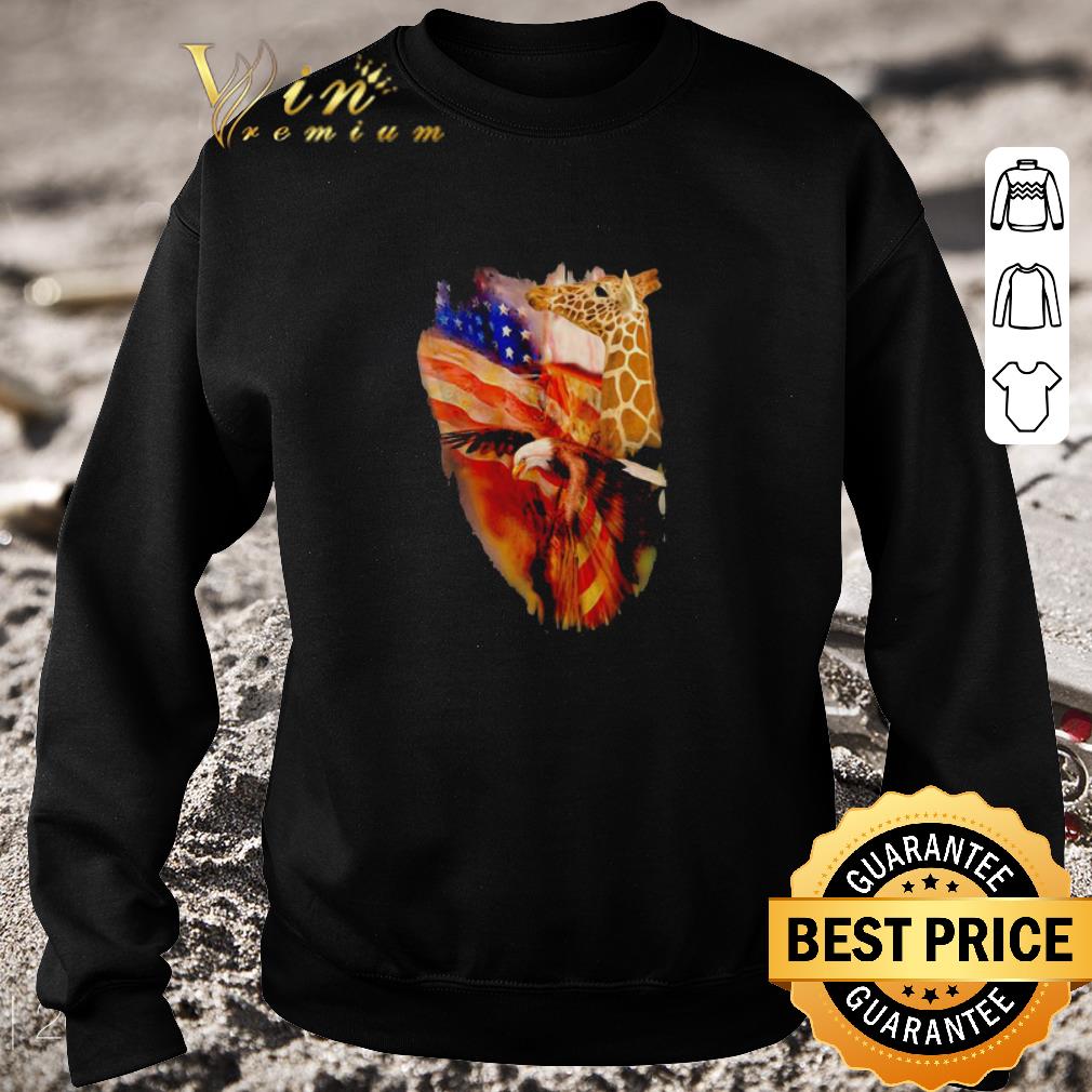 Funny Giraffe and Eagle America 4th of july independence day shirt