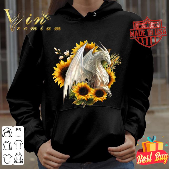Hot White dragon and sunflowers shirt