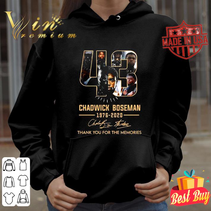 Official 43 Chadwick Boseman 1976-2020 thank you for the memories shirt