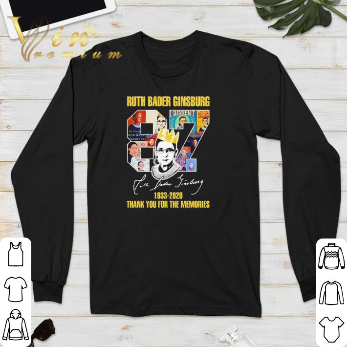 Original Ruth Bader Ginsburg 1933-2020 thank you for the memories signature shirt sweatshirt