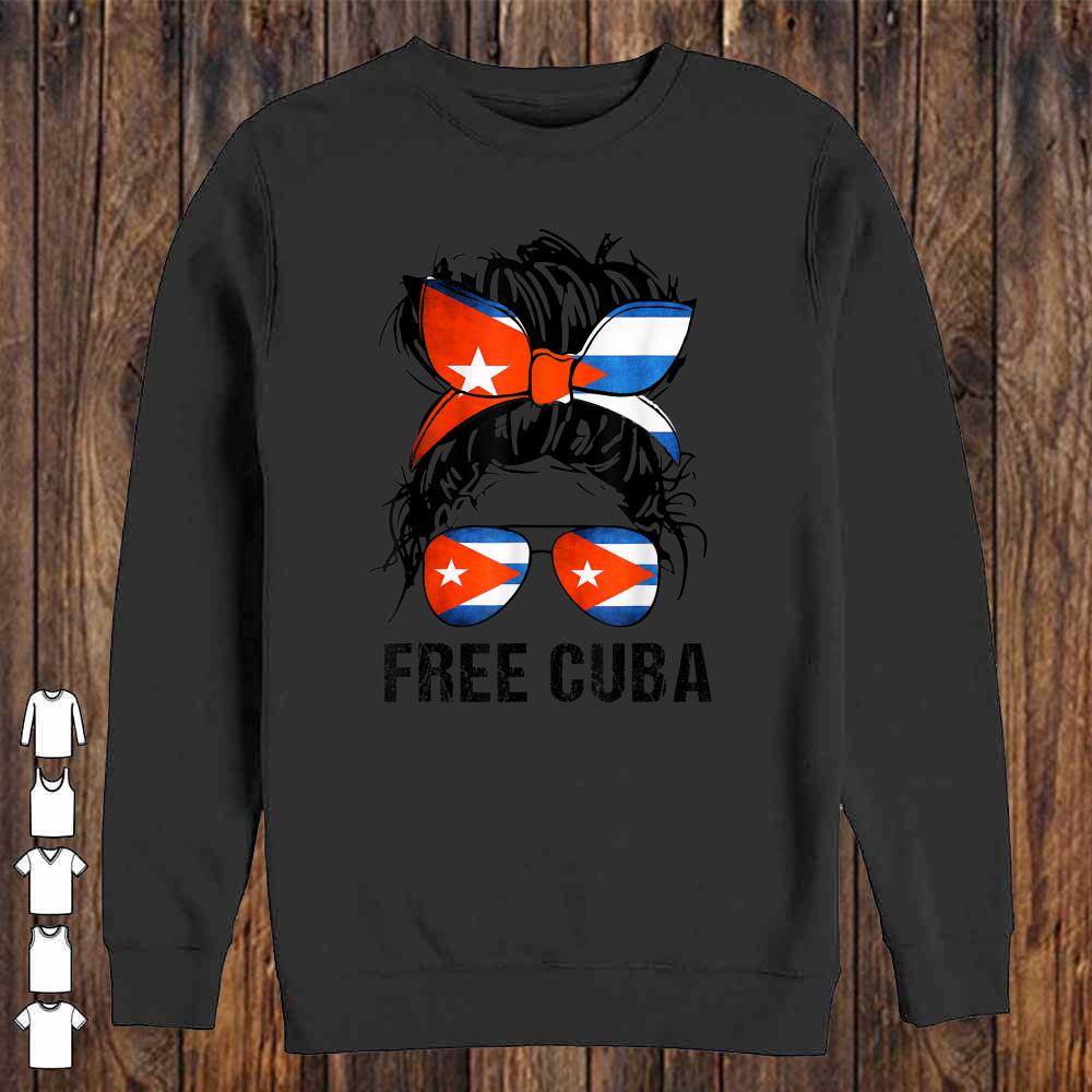 Messy Hair Woman Bun Free Cuba Flag Sos Cuban