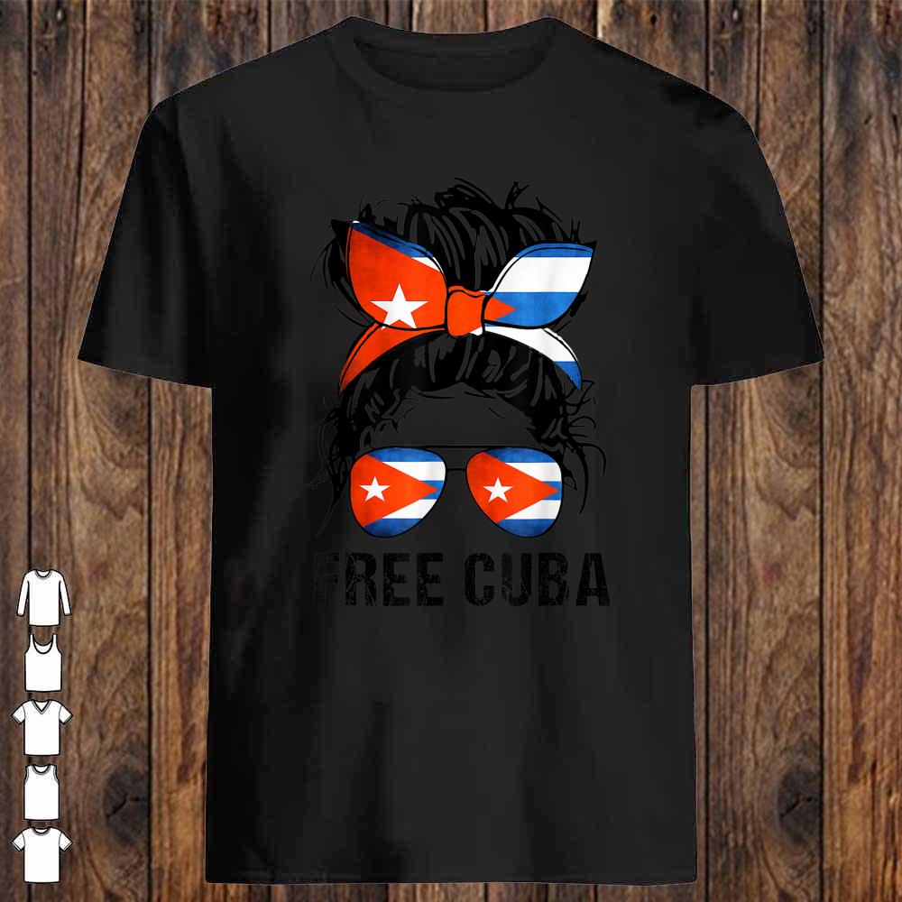 Messy Hair Woman Bun Free Cuba Flag Sos Cuban