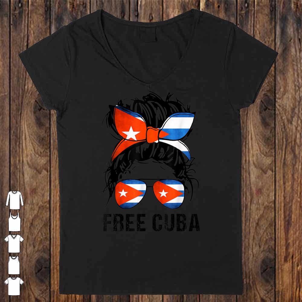 Messy Hair Woman Bun Free Cuba Flag Sos Cuban