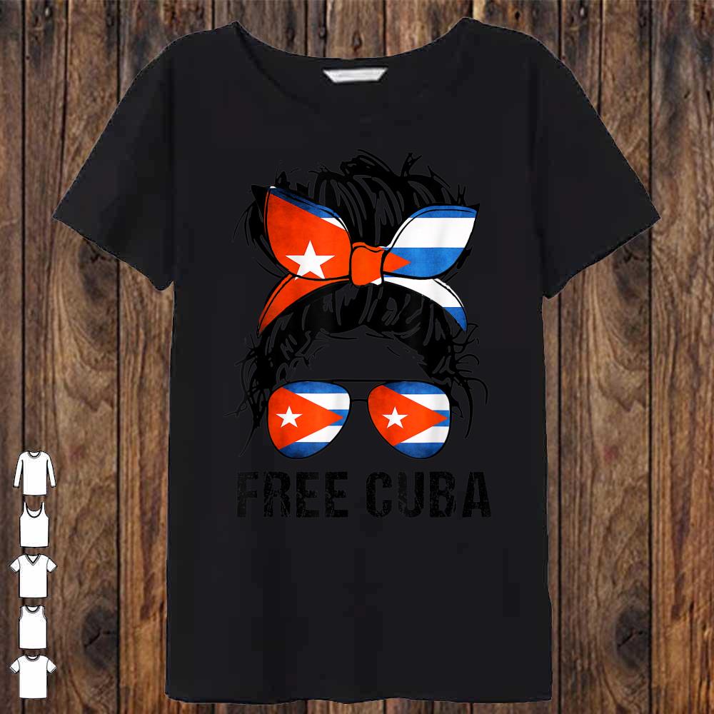 Messy Hair Woman Bun Free Cuba Flag Sos Cuban