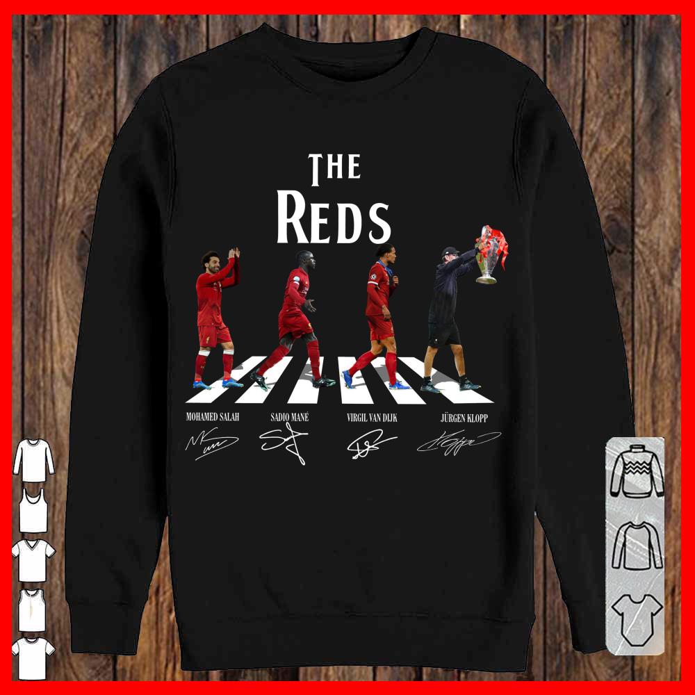 The Liverpool Reds Walking Abbey Road shirt, Salah Mane Van Dijk Jurgen Klopp Champions Cup Shirt