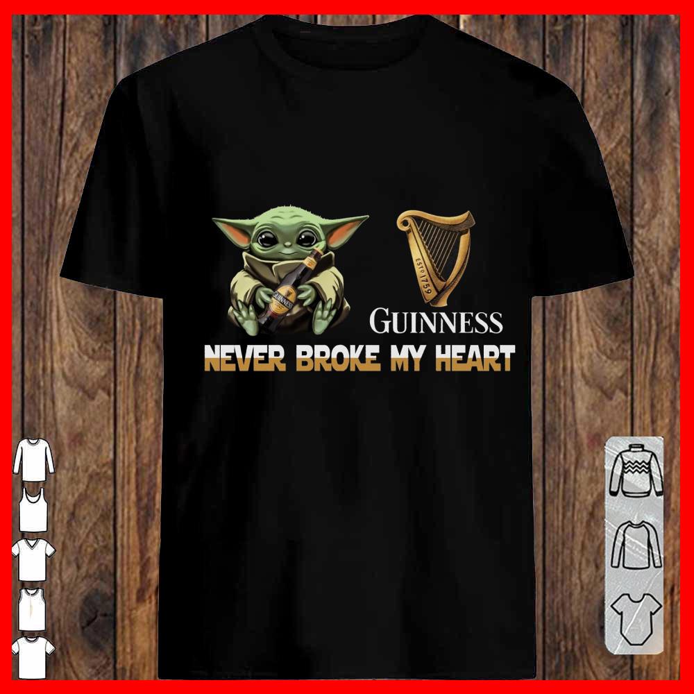 Baby Yoda Hug Guinness est 1759 Never Broke My Heart Shirt