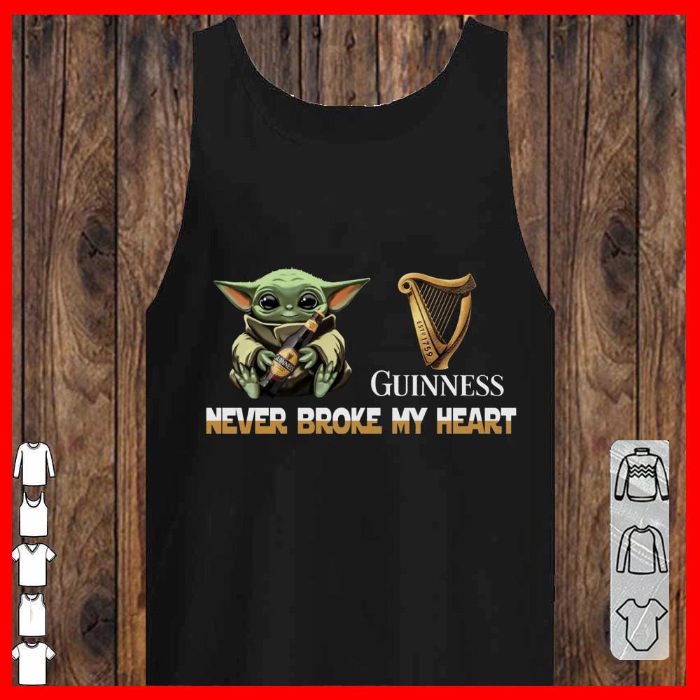 Baby Yoda Hug Guinness est 1759 Never Broke My Heart Shirt