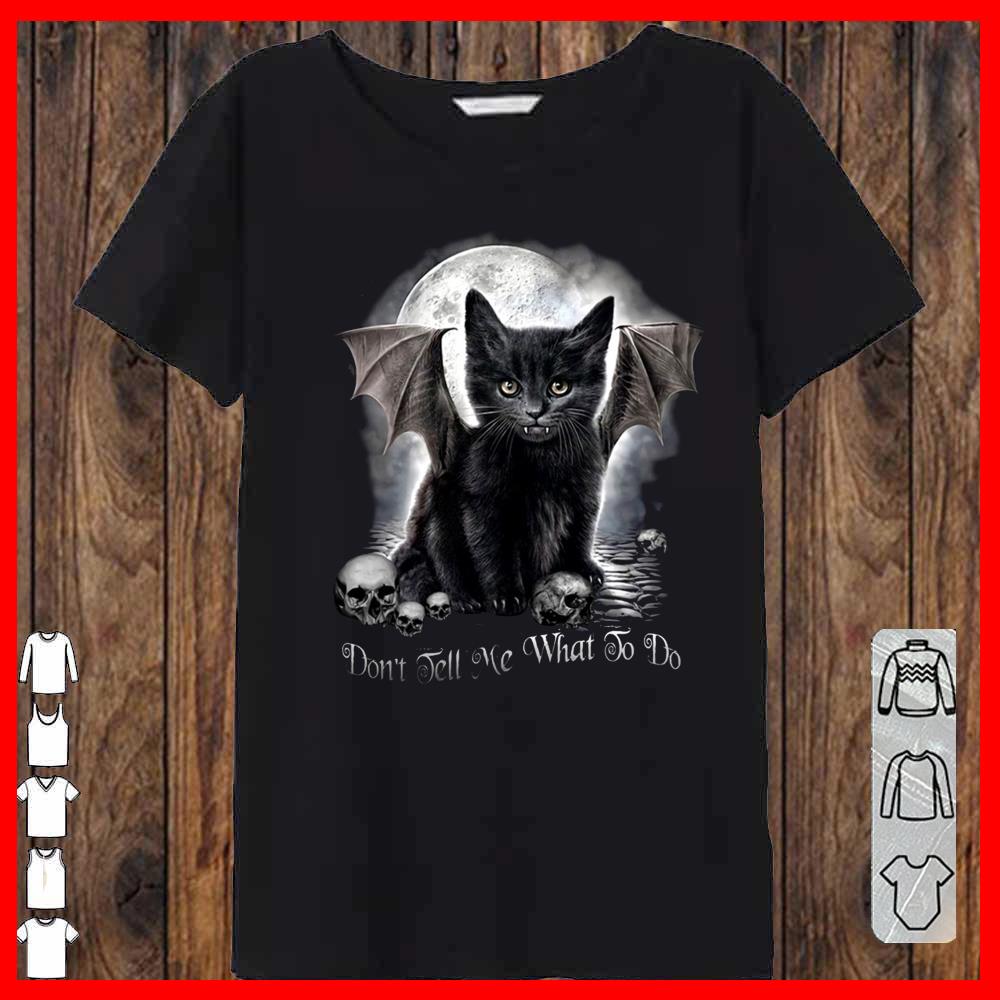 Black Bat Cat Halloween Dont Tell Me What To Do Women-T-shirt